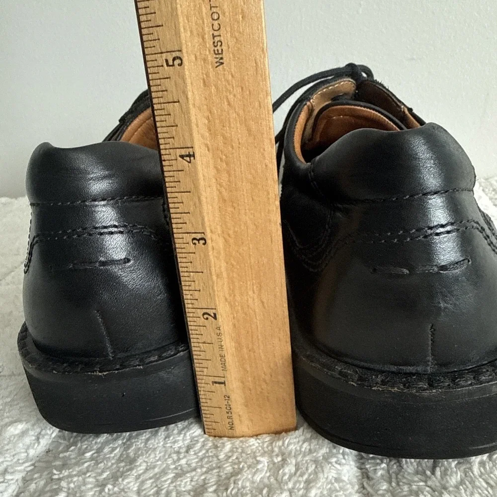 Ecco Mens Black Leather Dress Shoes Size 43 US 9.5 Lace Up Arch Support Career